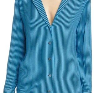 Equipment Oriana Blue Black Striped Button Down Shirt